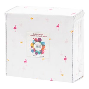 Safdie & Co. 3-piece Modern Polyester Flamingo Twin Sheet Set in White