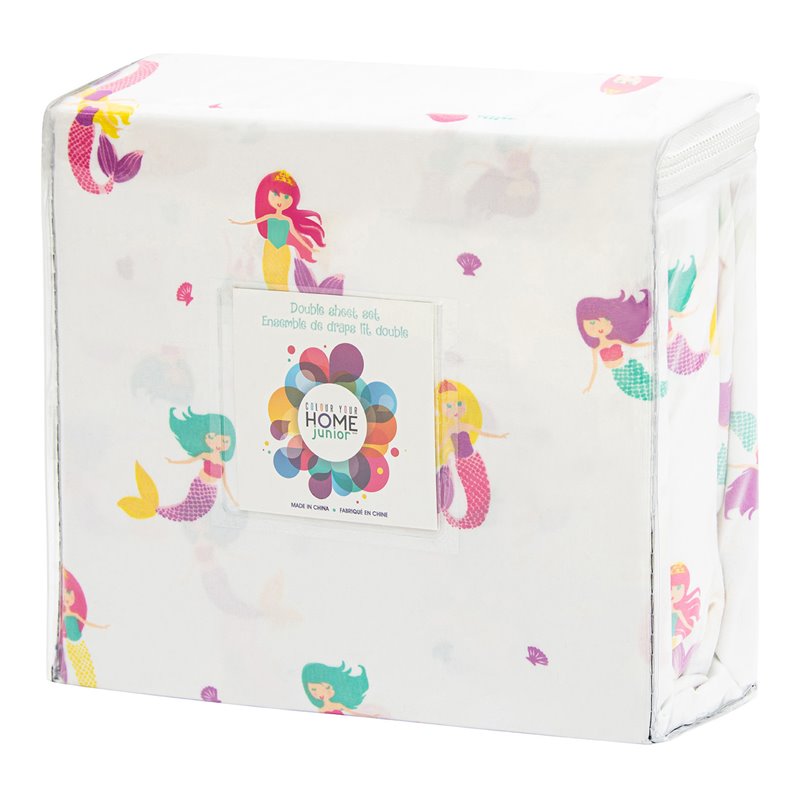 Safdie & Co. 3-piece Modern Polyester Mermaid Twin Sheet Set in White