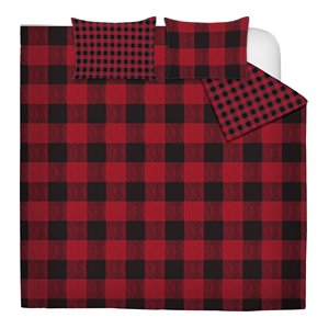Safdie & Co. 3-piece Modern Polyester Check King Comforter Set in Red