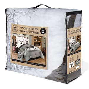 Safdie & Co. 3-piece Deer in Snowy Forest King Comforter Set in Multi-Color