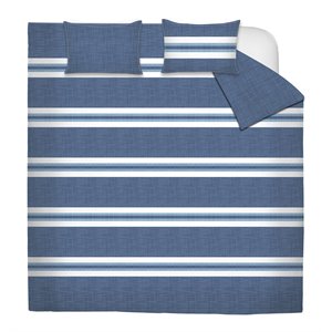 Safdie & Co. 3-piece Modern Polyester Stripe Double Queen Comforter Set in Blue