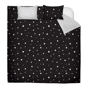 Safdie & Co. 3-piece Modern Polyester Stars Double Queen Comforter Set in Black