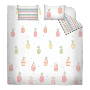 Safdie & Co. 3-piece Fabric Pineapples Double Queen Comforter Set in Multi-Color