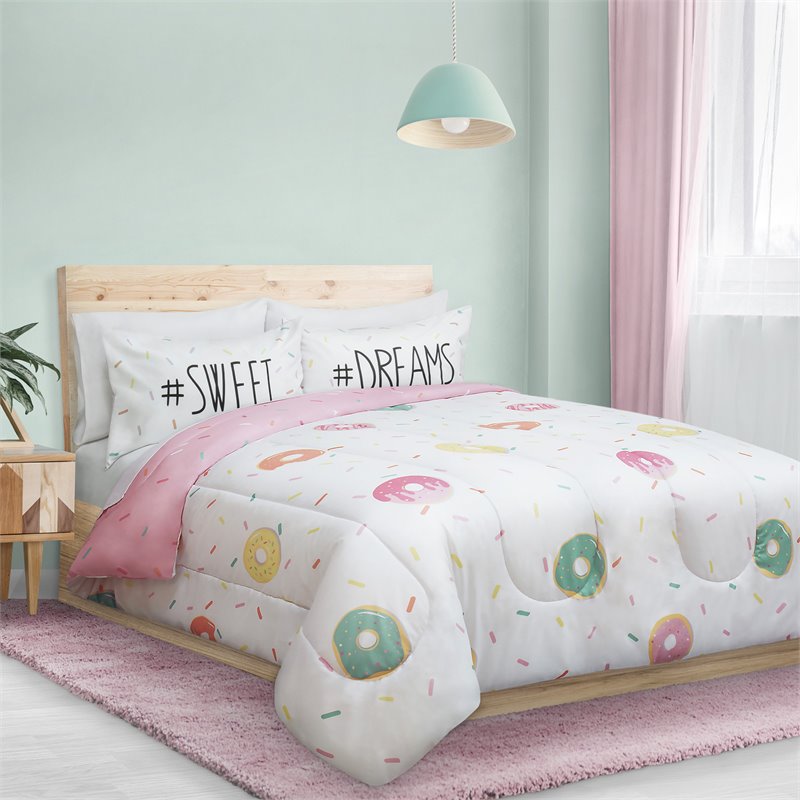 Safdie & Co. 3-piece Polyester Donuts Double Queen Comforter Set in Multi-Color