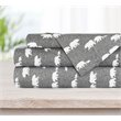 Safdie & Co. 4-piece Polyester Printed Bear Family King Sheet Set in Gray