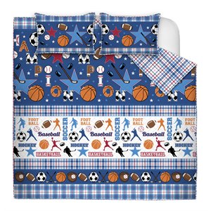 safdie & co. 3-piece polyester all star double queen quilt set in blue