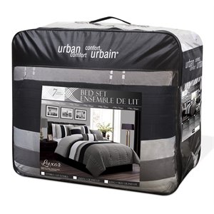 Safdie & Co. 7-piece Modern Polyester Luxor King Comforter Set in Gray