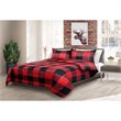 Safdie & Co. 2-piece Polyester Buffalo Plaid Twin Comforter Set in Red/Black