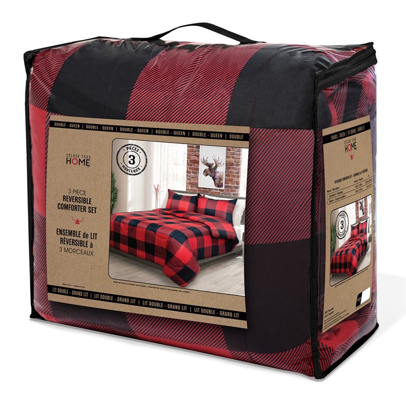 Safdie & Co. 2-piece Polyester Buffalo Plaid Twin Comforter Set in Red/Black