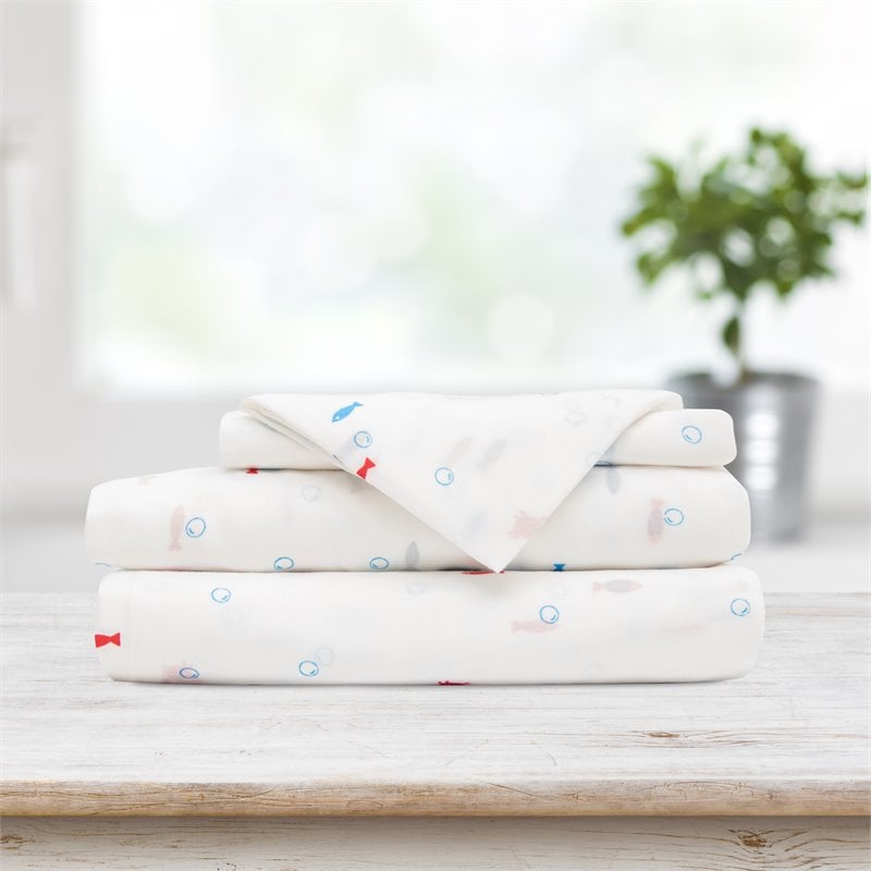 Safdie & Co. 3-piece Modern Polyester Underwater Twin Sheet Set in White