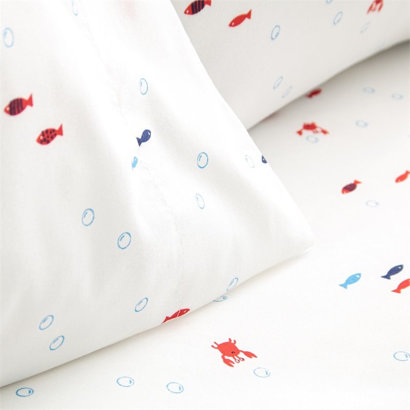 Safdie & Co. 3-piece Modern Polyester Underwater Twin Sheet Set in White