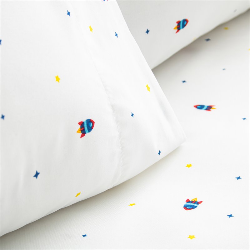 Safdie & Co. 3-piece Modern Polyester Space Twin Sheet Set in White