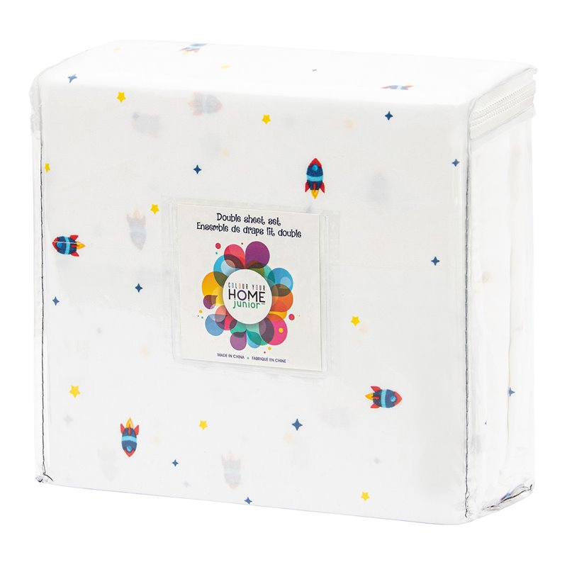 Safdie & Co. 3-piece Modern Polyester Space Twin Sheet Set in White
