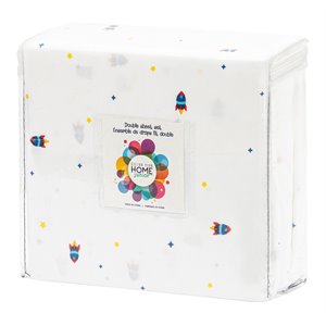 Safdie & Co. 4-piece Modern Polyester Space Double Sheet Set in White