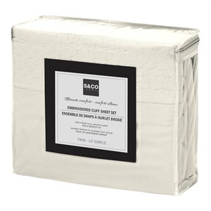 Safdie & Co. 3-piece Modern Polyester Solid Twin Sheet Set in Ivory