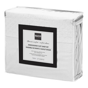Safdie & Co. 4-piece Modern Polyester Solid Double Sheet Set in White Finish