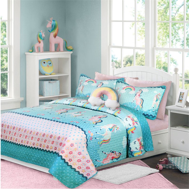 Safdie & Co. 2-piece Polyester Rainbow Twin Quilt Set in Multi-Color