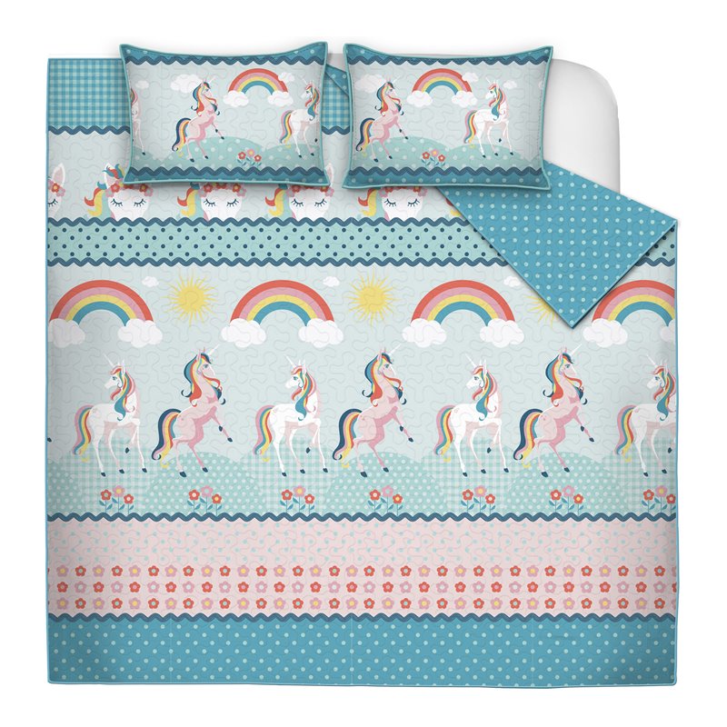 Safdie & Co. 2-piece Polyester Rainbow Twin Quilt Set in Multi-Color