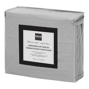 Safdie & Co. 4-piece Modern Polyester Solid Double Sheet Set in Light Gray