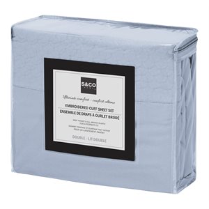 Safdie & Co. 4-piece Modern Polyester Solid Double Sheet Set in Light Blue