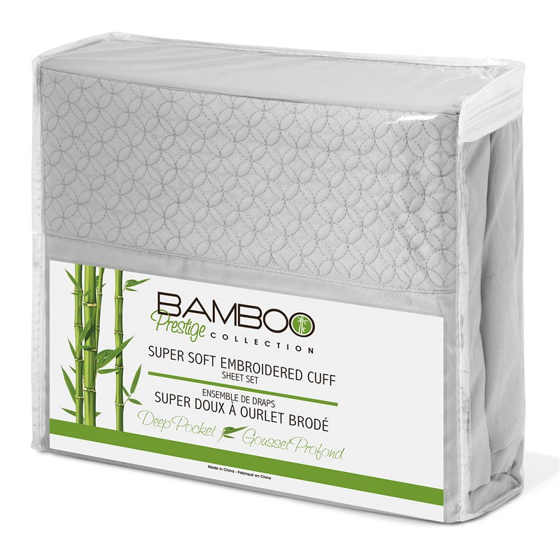 Safdie & Co. 4-piece Modern Polyester Solid Queen Sheet Set in Light Gray