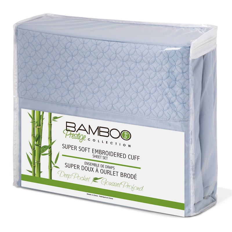 Safdie & Co. 4-piece Modern Polyester Solid Queen Sheet Set in Light Blue