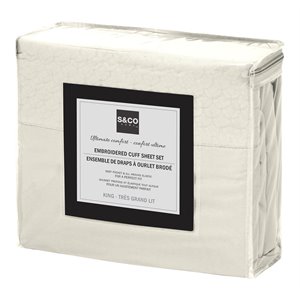 Safdie & Co. 4-piece Modern Polyester Solid King Sheet Set in Ivory