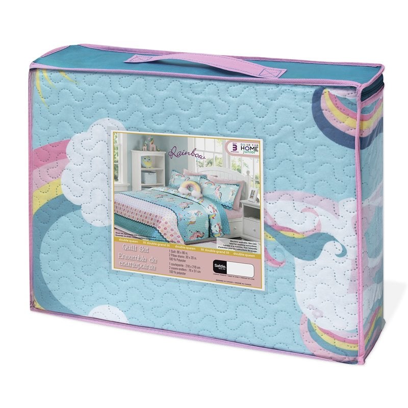 Safdie & Co. 3-piece Polyester Rainbow Double Queen Quilt Set in Multi-Color
