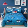 Safdie & Co. 2-piece Polyester Shark Twin Quilt Set in Multi-Color
