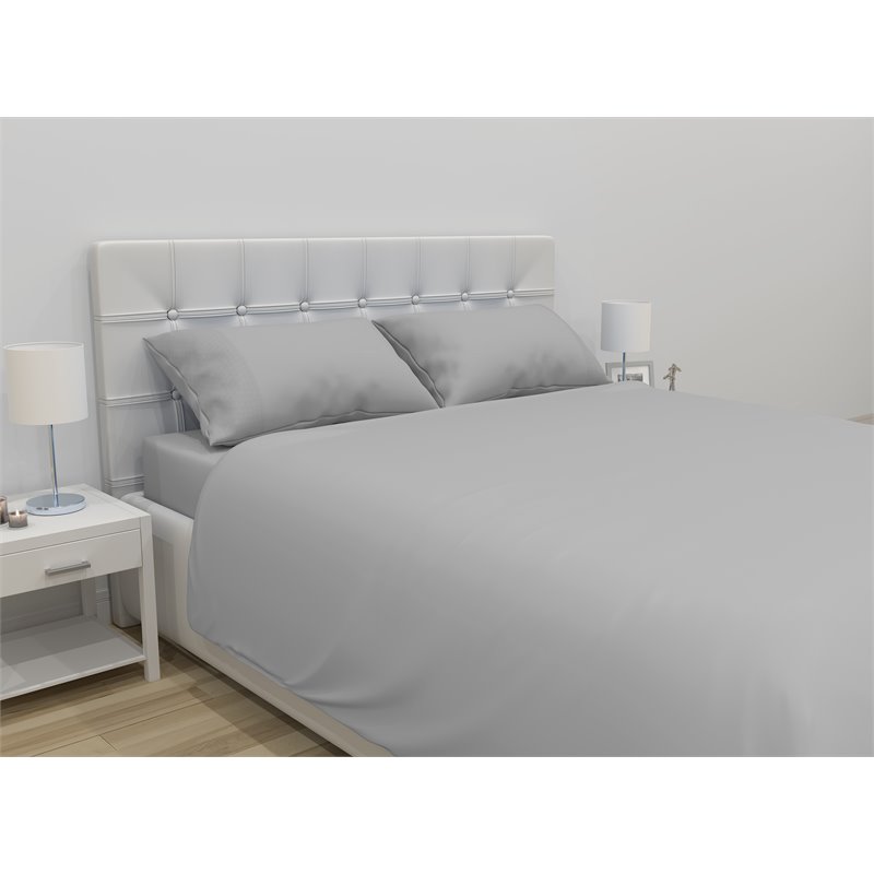Safdie & Co. 4-piece Modern Polyester Solid King Sheet Set in Light Gray