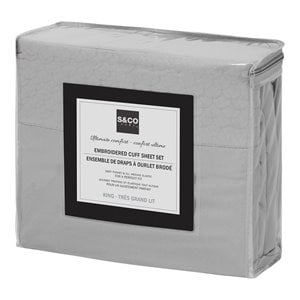 Safdie & Co. 4-piece Modern Polyester Solid King Sheet Set in Light Gray