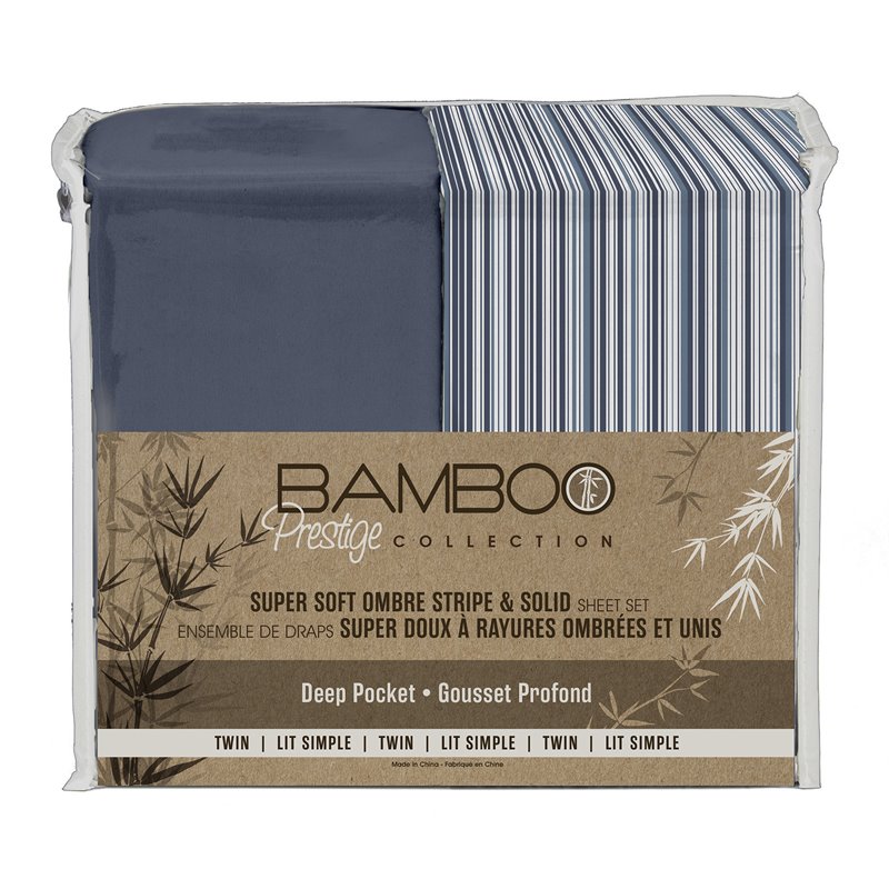 Safdie & Co. 4-piece Polyester Ombre Stripe King Sheet Set in Blue Navy Combo