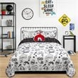 Safdie & Co. 2-piece Polyester Gaming Twin Quilt Set in White/Black