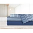Safdie & Co. 3-piece Modern Polyester Solid Stripe Twin Sheet Set in Navy