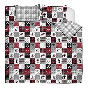 safdie & co. 3-piece polyester patchwork king quilt set in multi-color