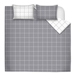 Safdie & Co. 2-piece Polyester Large Check Twin Quilt Set in Gray