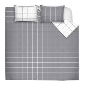 safdie & co. 3-piece polyester large check double queen quilt set in gray