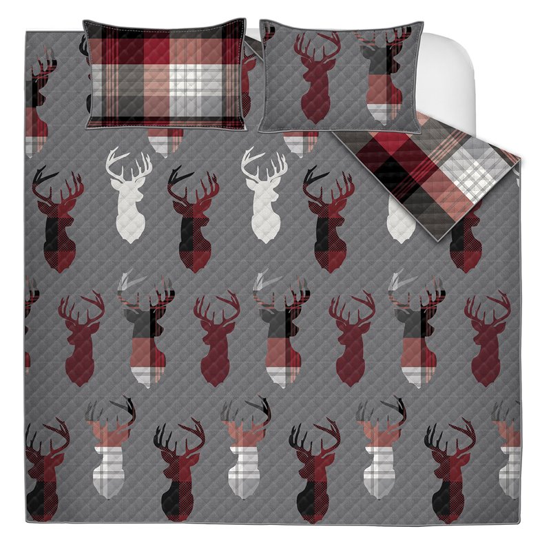 Safdie & Co. 3-piece Classic Plaid Double Queen Quilt Set in Multi-Color