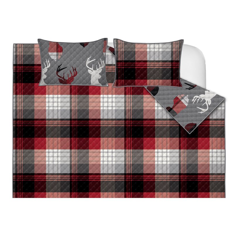 Safdie & Co. 3-piece Classic Plaid Double Queen Quilt Set in Multi-Color