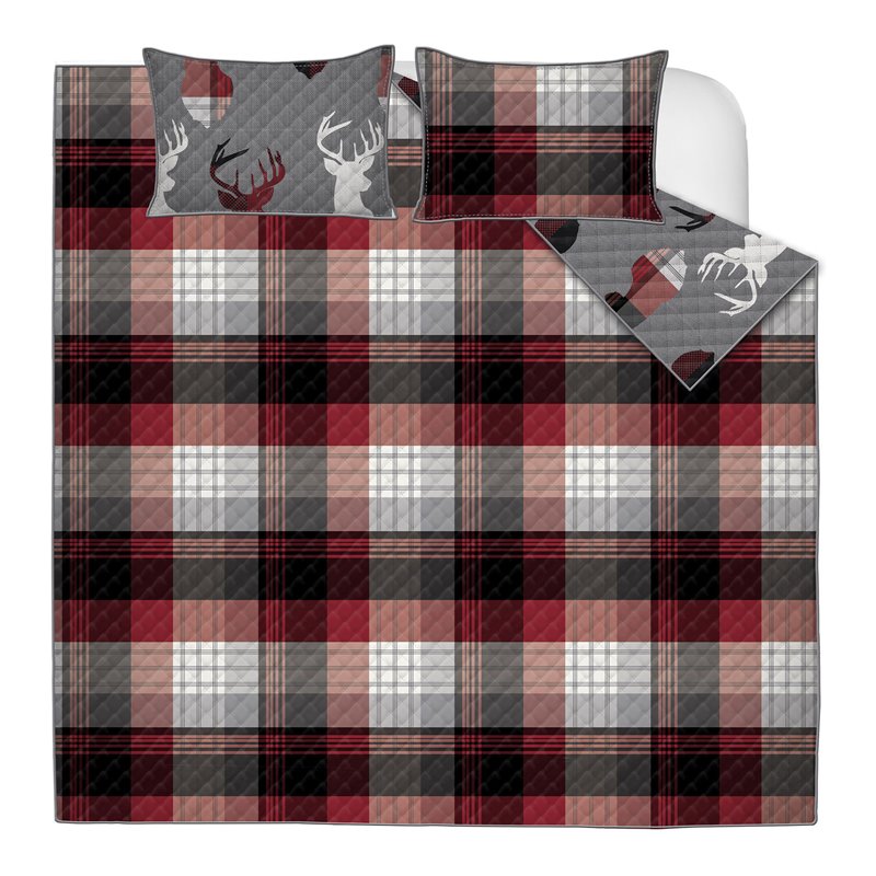 Safdie & Co. 3-piece Classic Plaid Double Queen Quilt Set in Multi-Color