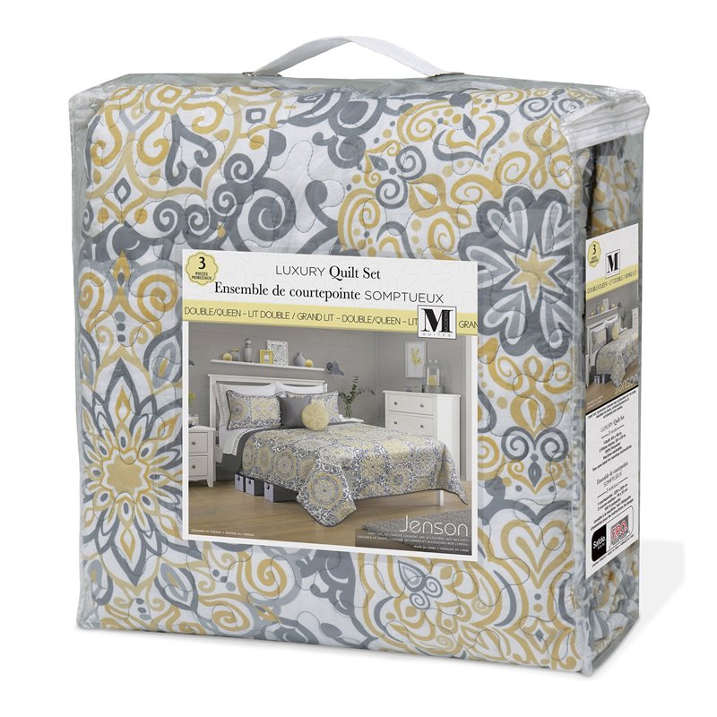 Safdie & Co. 3-piece Modern Polyester Jensen King Quilt Set in Multi-Color