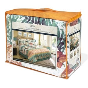 Safdie & Co. 4-piece Modern Polyester Maui Printed Twin Quilt Set in Multi-Color