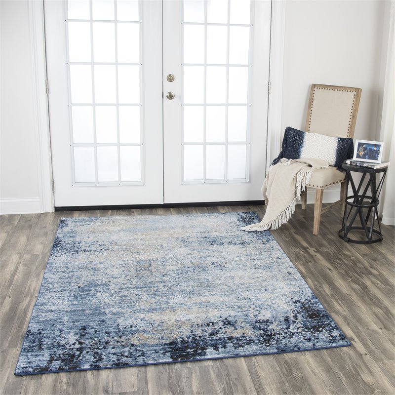 Encore 8' x 10' Traditional Over dye Blue/Gray/Rust/Blue Power-Loomed Area Rug