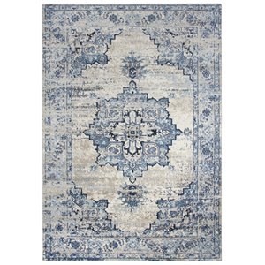 encore traditional medallion blue/gray/rust/blue power-loom area rug