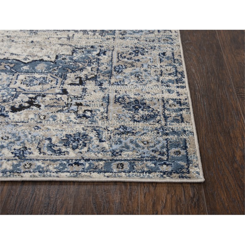 Encore 8' x 10' Traditional Medallion Blue/Gray/Rust/Blue Power-Loom Area Rug