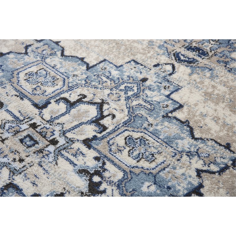Encore 8' x 10' Traditional Medallion Blue/Gray/Rust/Blue Power-Loom Area Rug