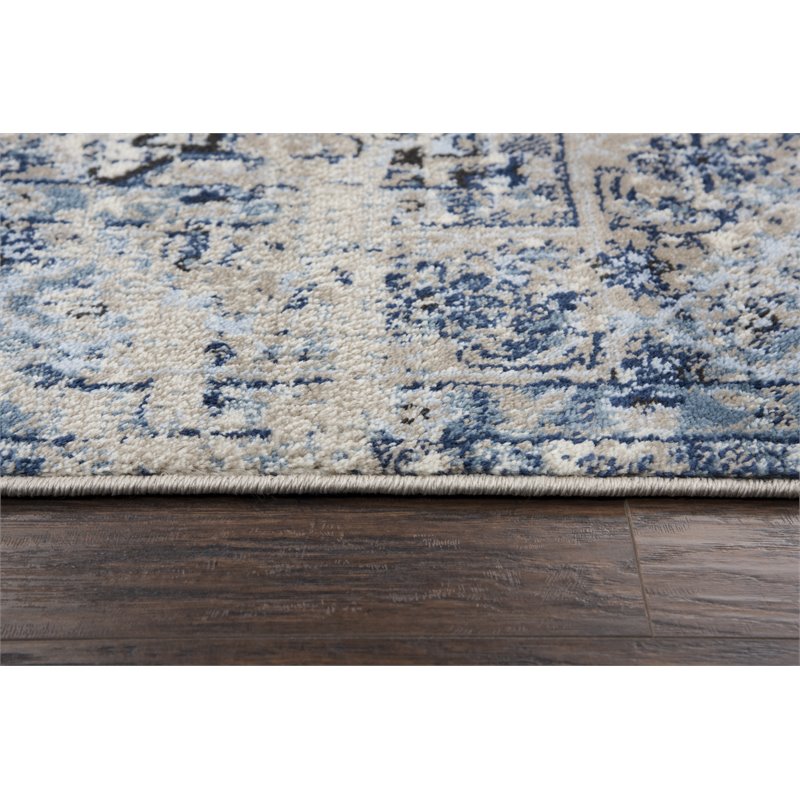 Encore 8' x 10' Traditional Medallion Blue/Gray/Rust/Blue Power-Loom Area Rug