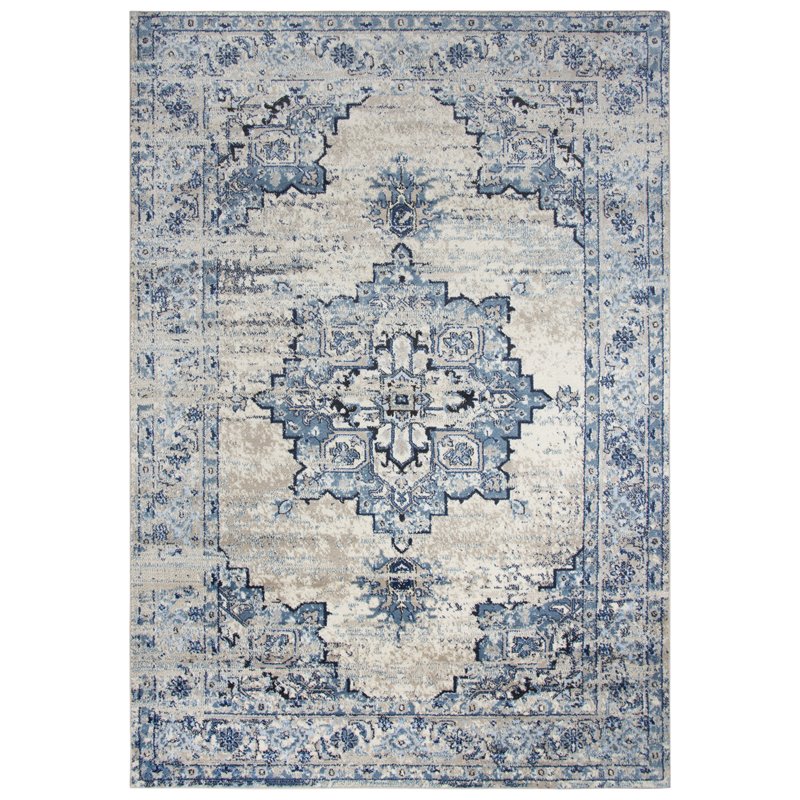 Encore 8' x 10' Traditional Medallion Blue/Gray/Rust/Blue Power-Loom Area Rug