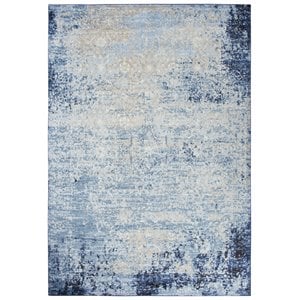 Encore 5'2&quot x 7'3&quot Traditional Over dye Blue/Gray/Rust/Blue Power-Loomed Rug