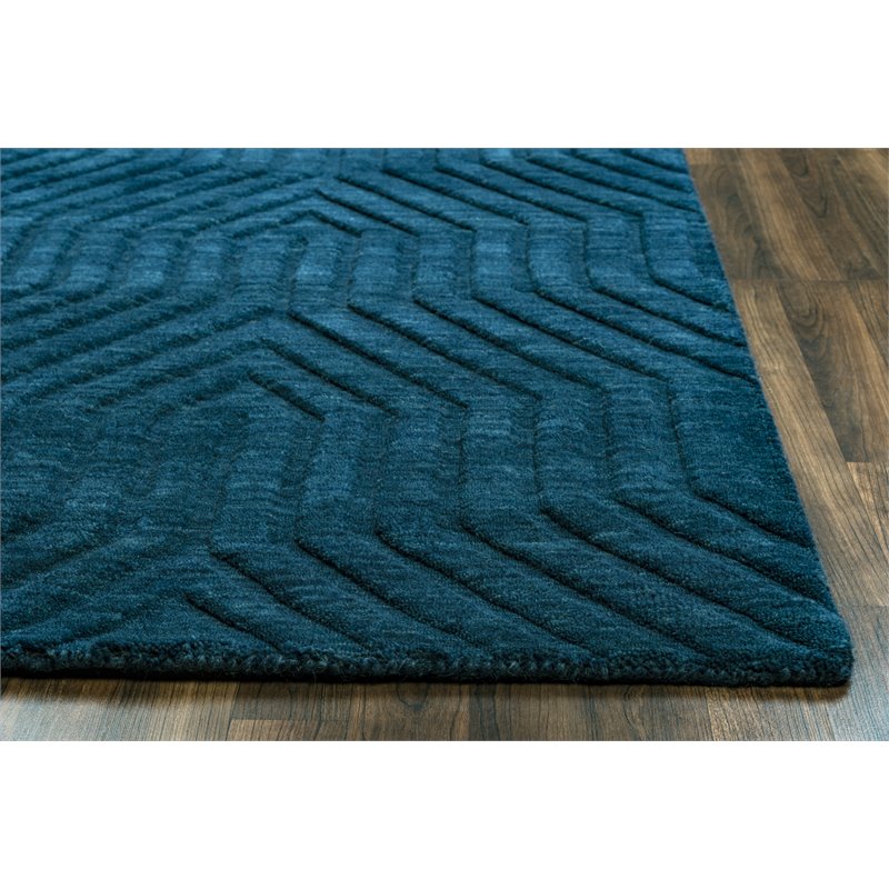 Technique 5' x 8' Solid Navy Hand Loomed Area Rug